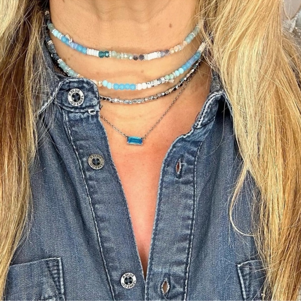 Park Lane Windsor Necklace Silver with Blue Crystal NWT